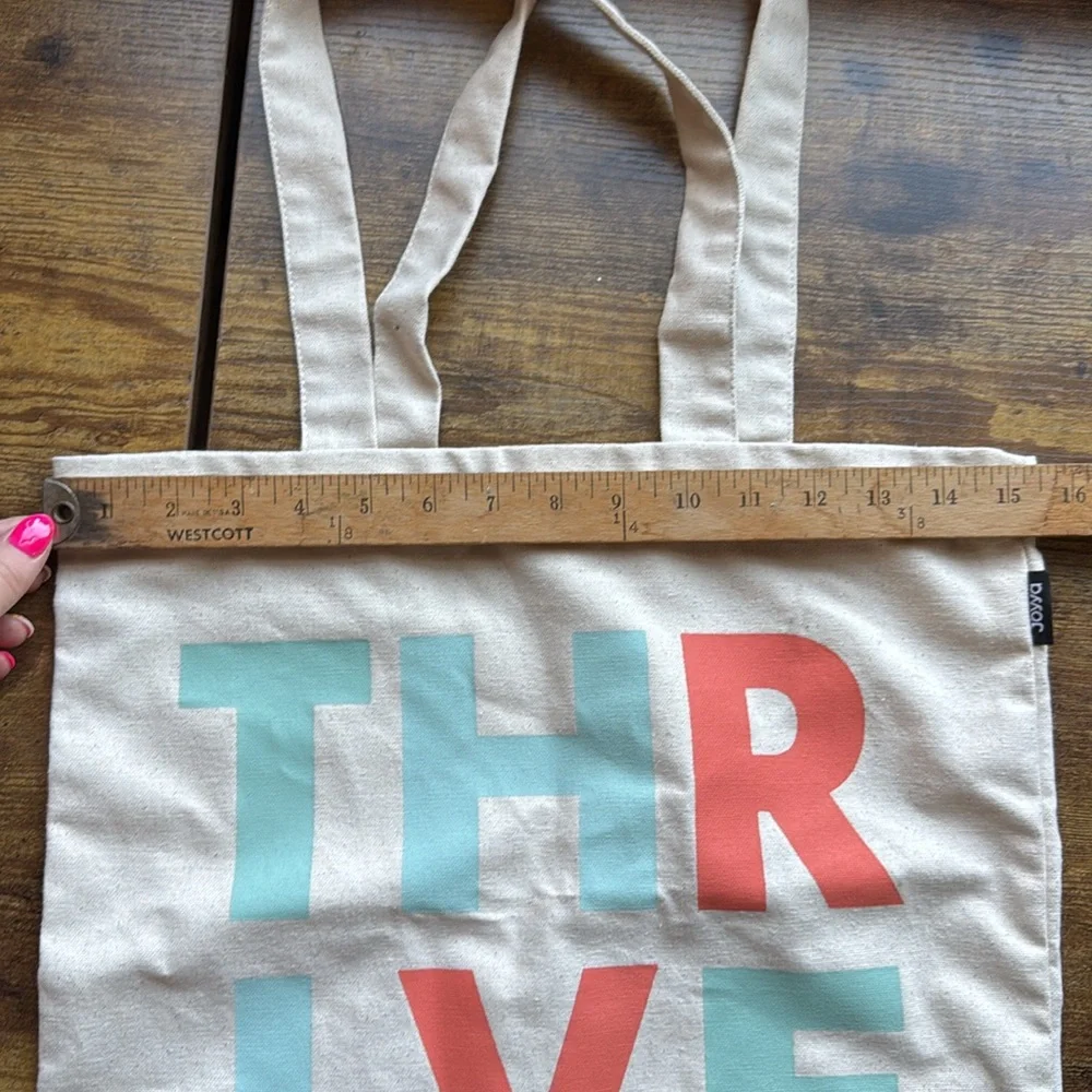 Tan Canvas Tote Bag with Colorful 'THRIVE' Print
